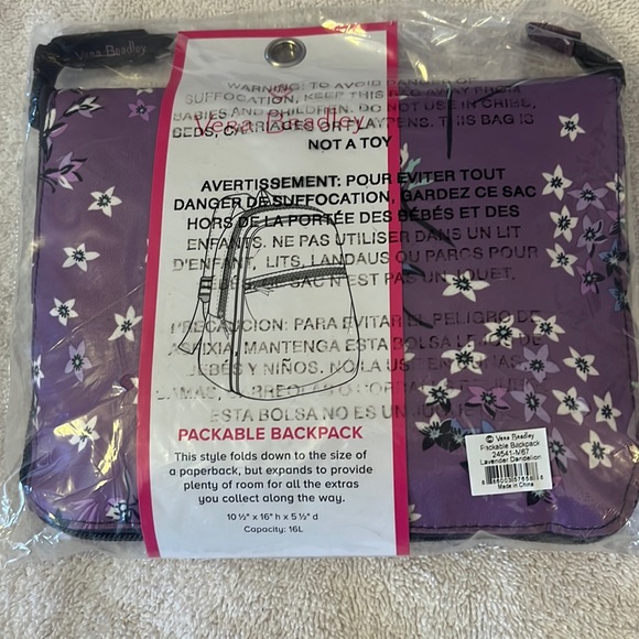 Vera Bradley Handbags - Lavender Dandelion Packable Backpack